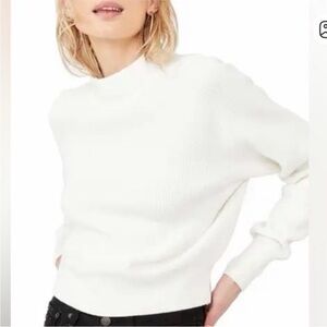 Free People White Ribbed Sweater